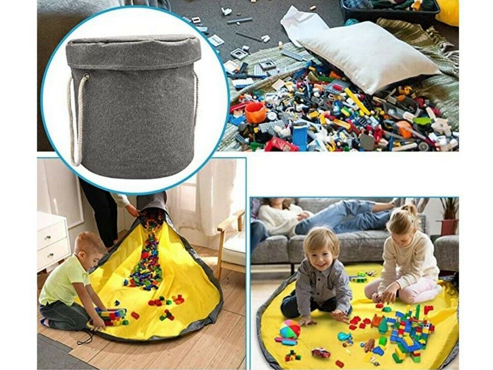 Banco Cinza Moderno para Organização de Brinquedos