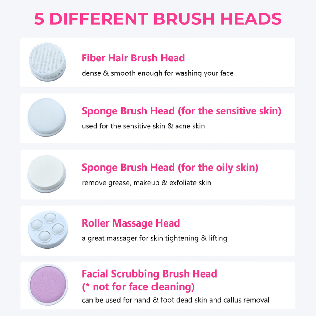 Escova facial elétrica massageadora 5 em 1