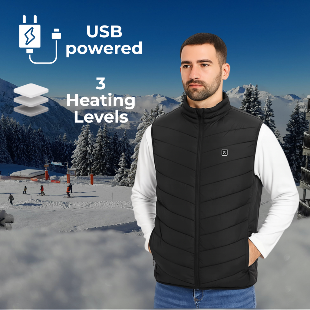 Colete térmico com carregamento USB - vários tamanhos