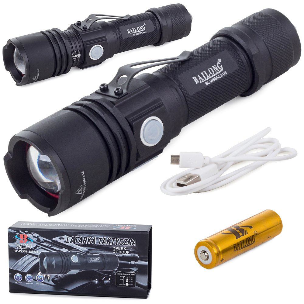 Lanterna Tática Militar Bailong W556 com LED CREE XM-L3-U3