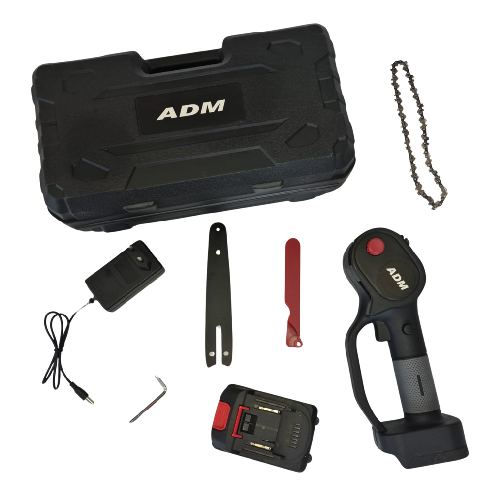 Aparafusadora sem fio ADM + duas baterias de 12V, conjunto com 77 peças