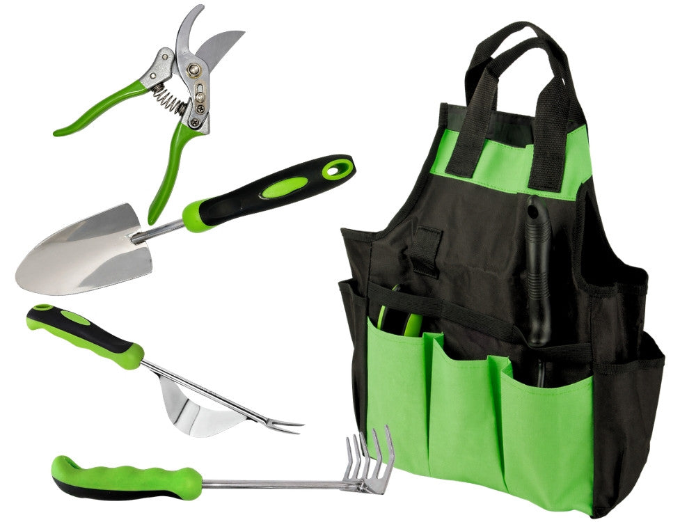 Conjunto de ferramentas de jardinagem: enxada, pá, tesoura de poda, bolsa – conjunto de 4 peças
