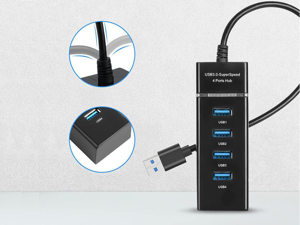 Hub USB 3.0 - 30 cm - Preto