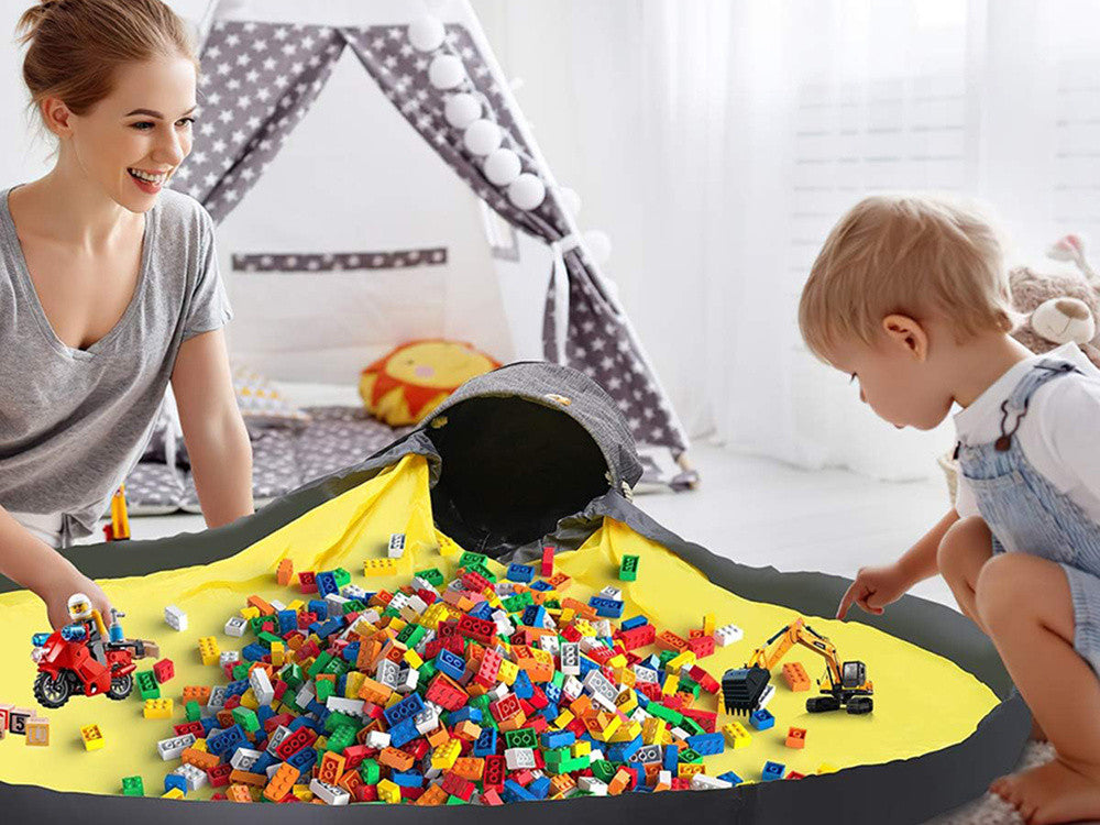 Banco Cinza Moderno para Organização de Brinquedos