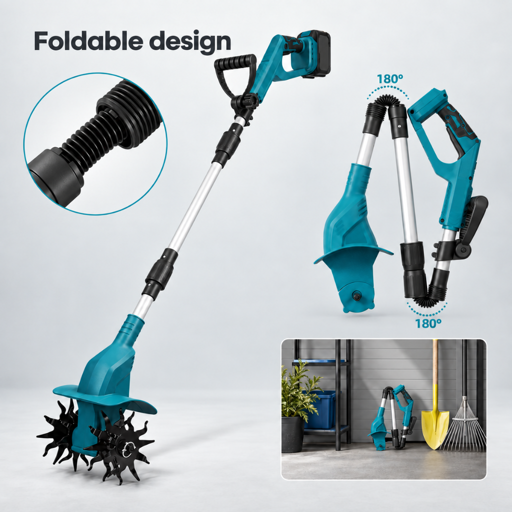 ADM Foldable Battery Powered Garden Tiller