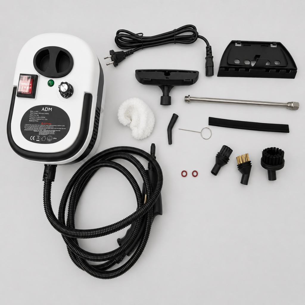 Limpador a vapor portátil ADM com 6 acessórios – 2500 W