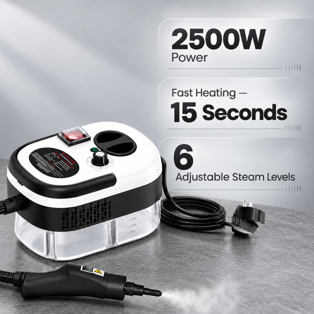 Limpador a vapor portátil ADM com 6 acessórios – 2500 W