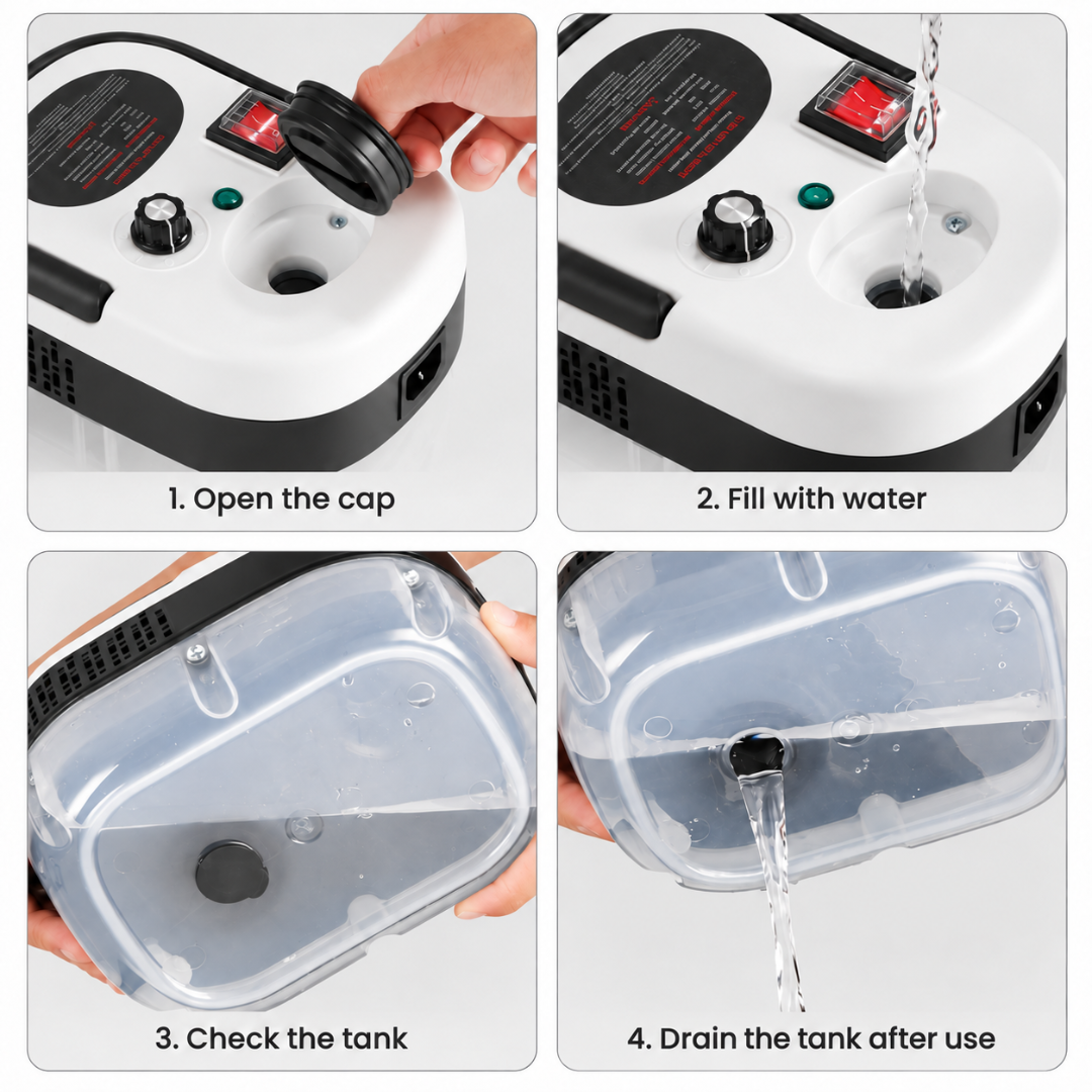 Limpador a vapor portátil ADM com 6 acessórios – 2500 W