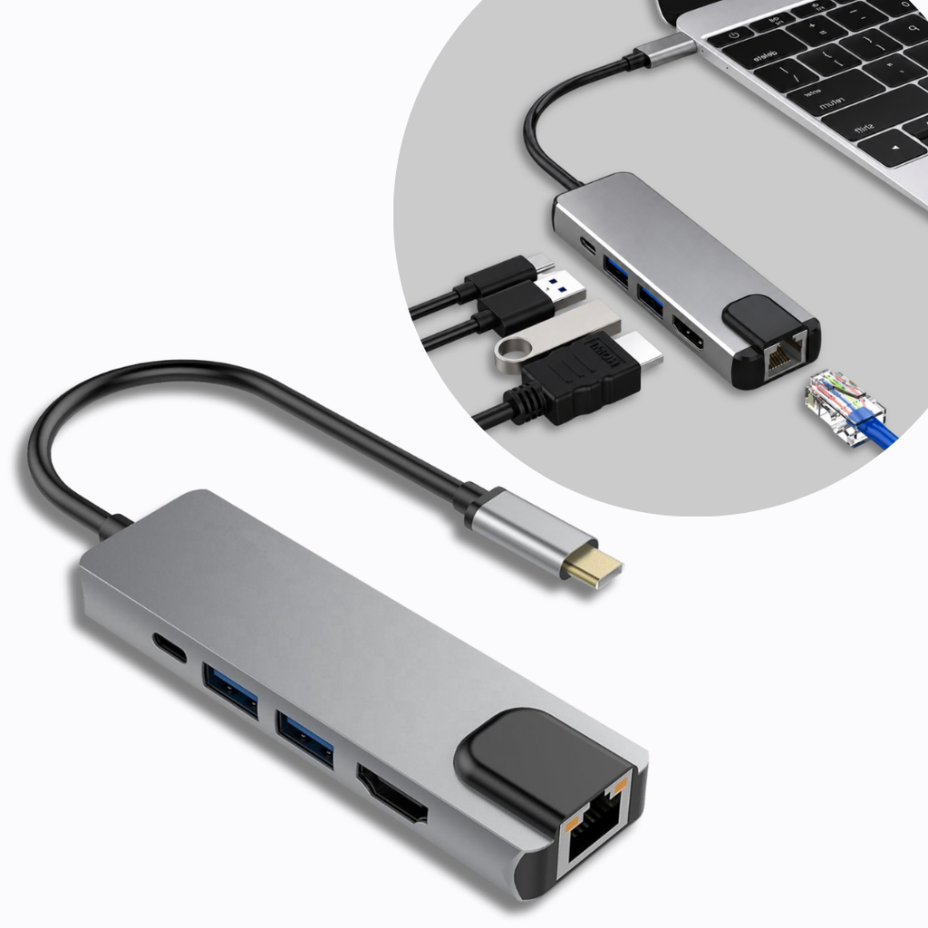 Hub USB-C 5 em 1 com Adaptador Multiportas HDMI 4K