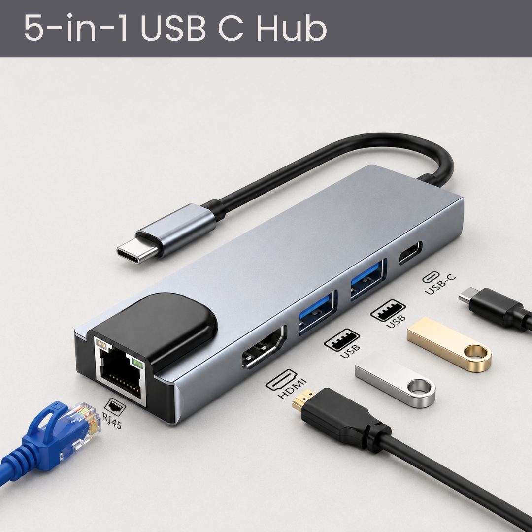 Hub USB-C 5 em 1 com Adaptador Multiportas HDMI 4K