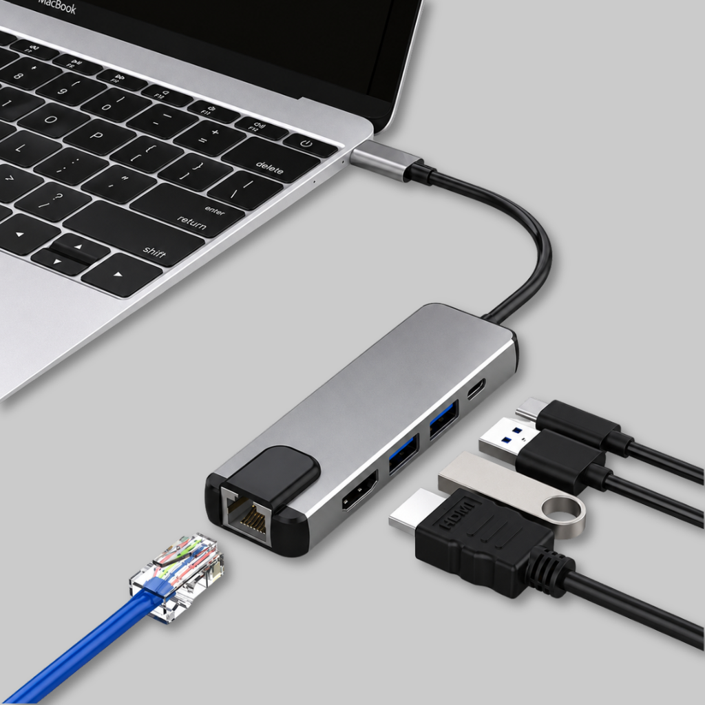 Hub USB-C 5 em 1 com Adaptador Multiportas HDMI 4K