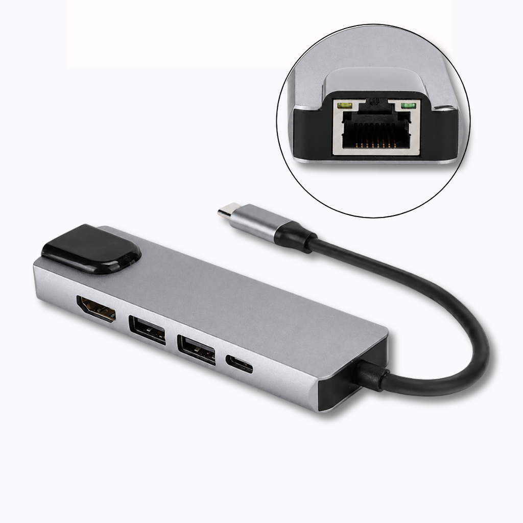 Hub USB-C 5 em 1 com Adaptador Multiportas HDMI 4K