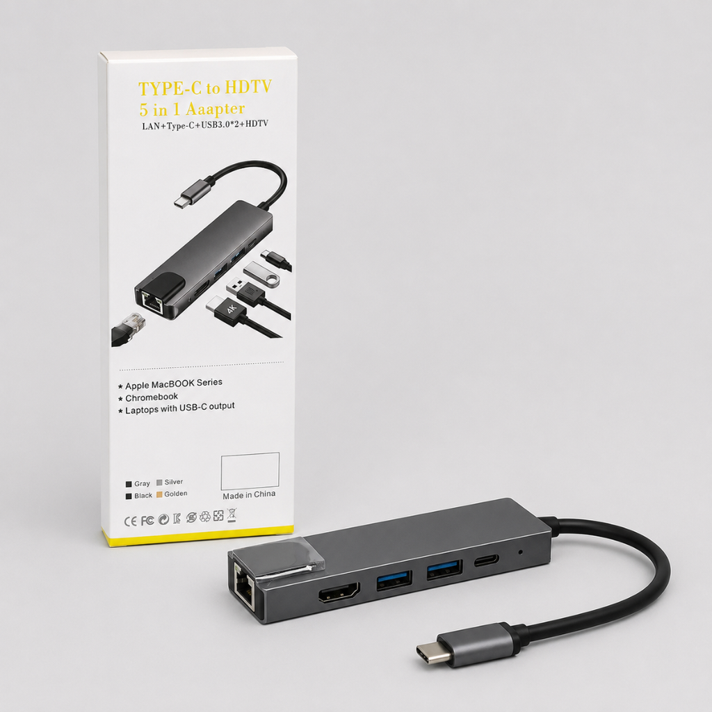 Hub USB-C 5 em 1 com Adaptador Multiportas HDMI 4K