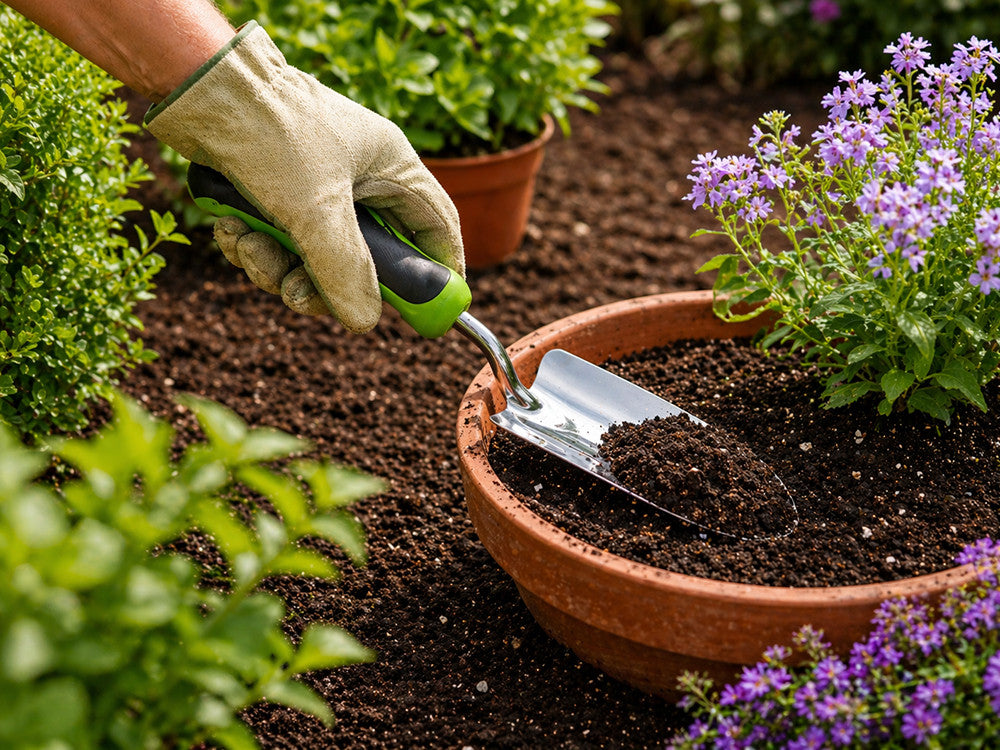Conjunto de ferramentas de jardinagem: enxada, pá, tesoura de poda, bolsa – conjunto de 4 peças