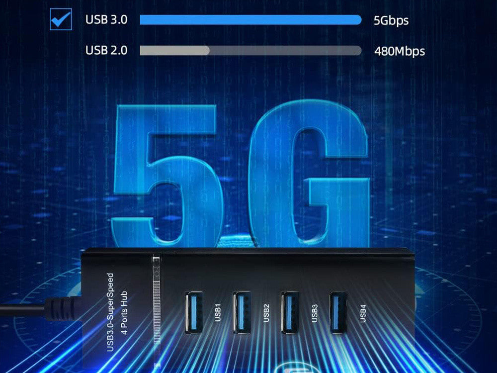 Hub USB 3.0 - 30 cm - Preto