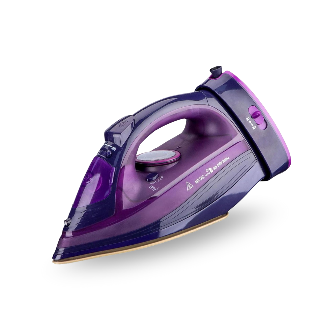 Ferro a vapor elétrico sem fio 2400W com base de cerâmica - Cores variadas