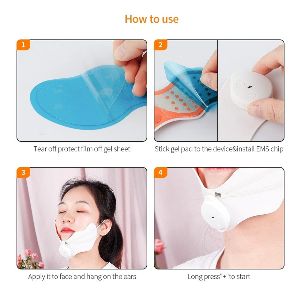 Massageador facial EMS em formato de V
