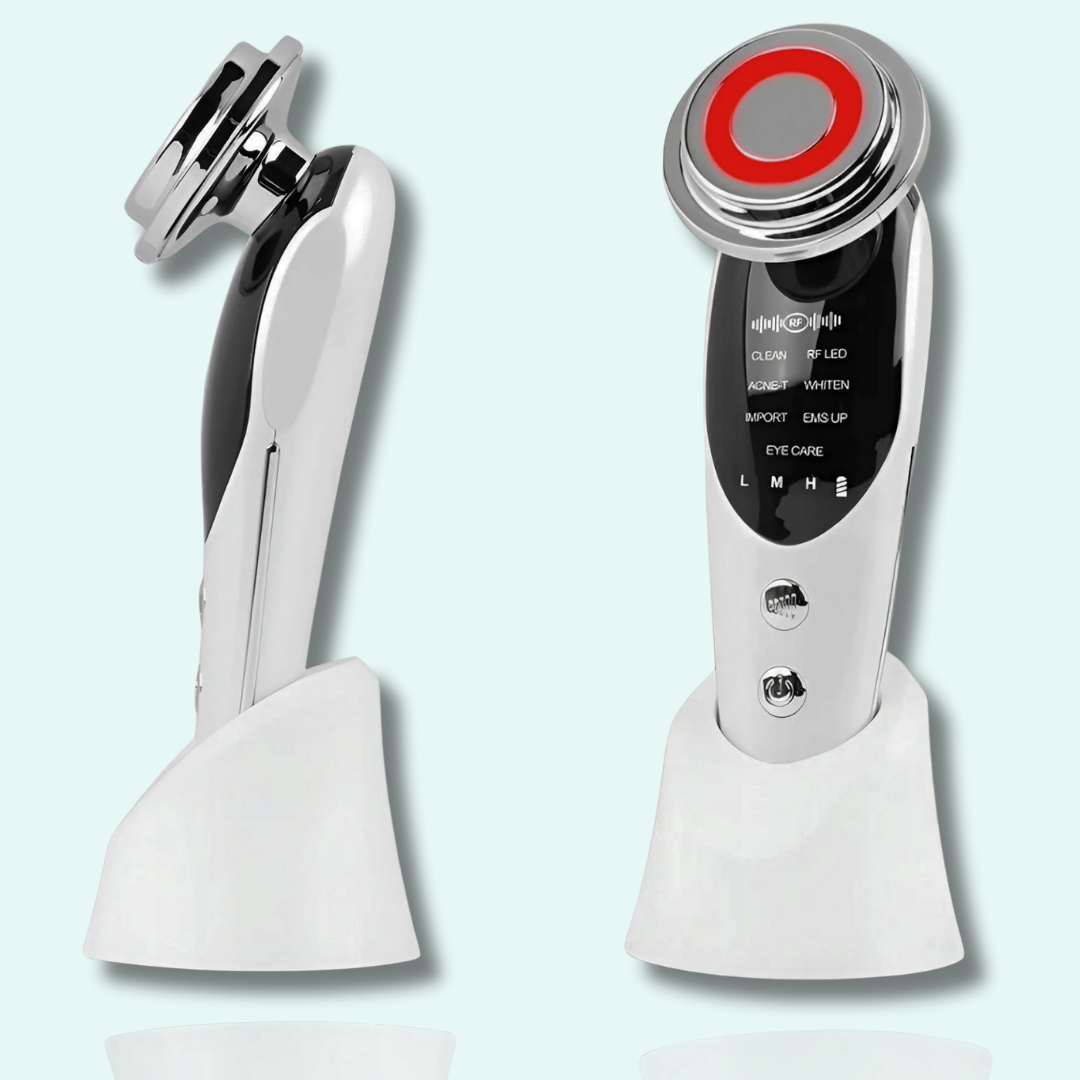 Aparelho 7 em 1 Antienvelhecimento e Rejuvenescimento da Pele com EMS, RF, LED
