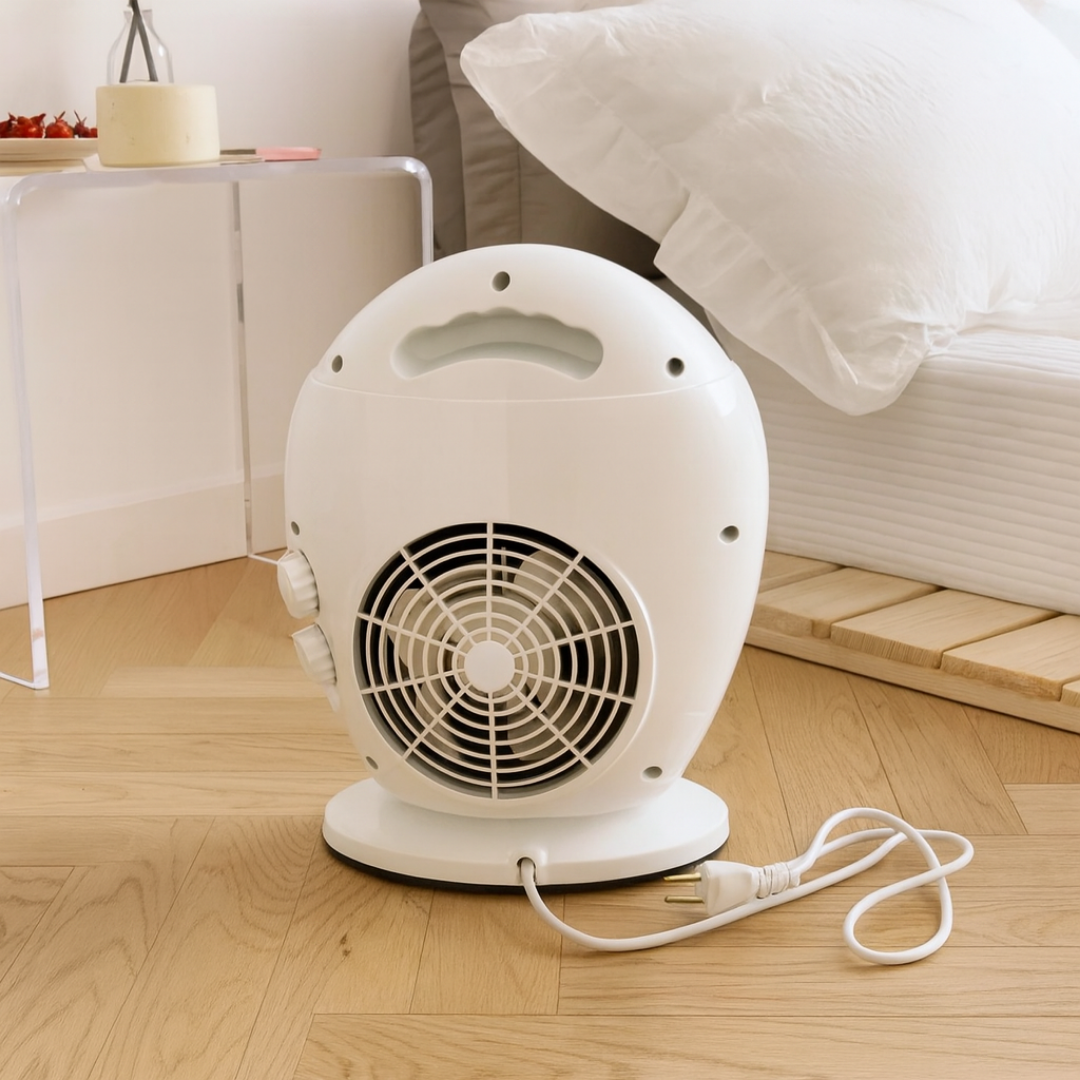 Aquecedor de cerâmica 2 em 1 com modo ventilador e efeito lareira