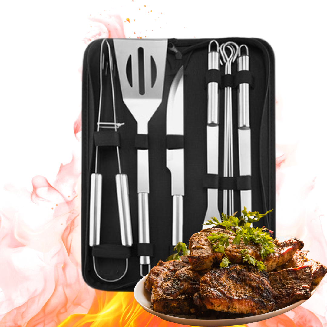 UTENSÍLIOS PARA CHURRASCO | CONJUNTO DE CHURRASCO COM 9 PEÇAS