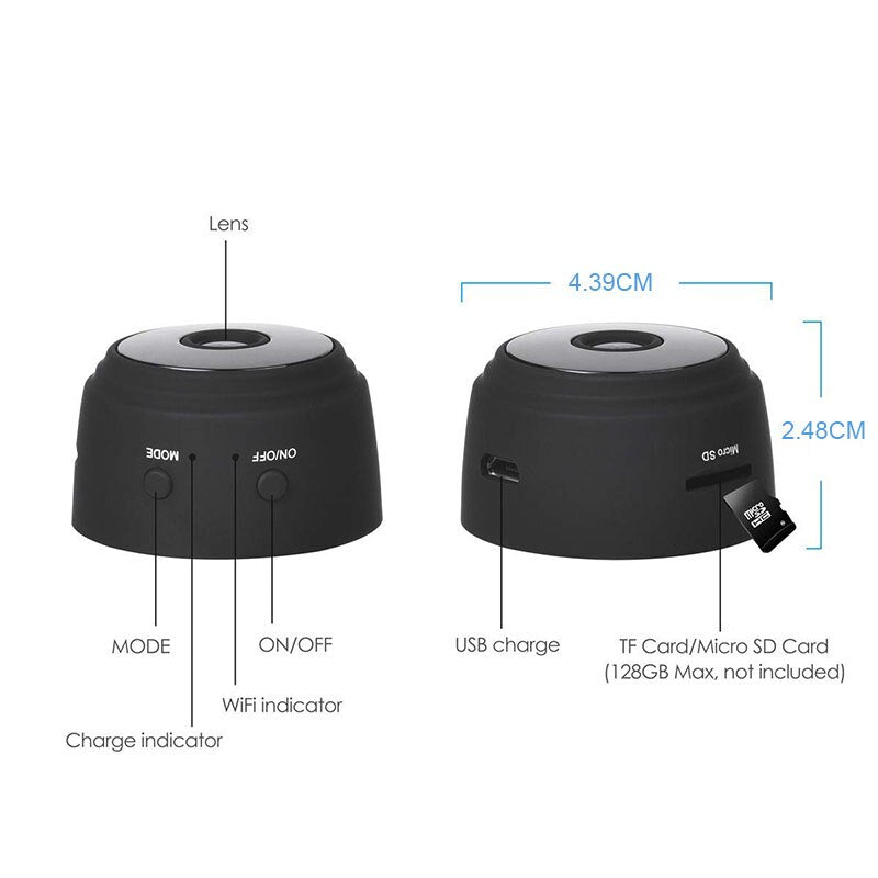 Mini câmera sem fio Wi-Fi com acesso remoto