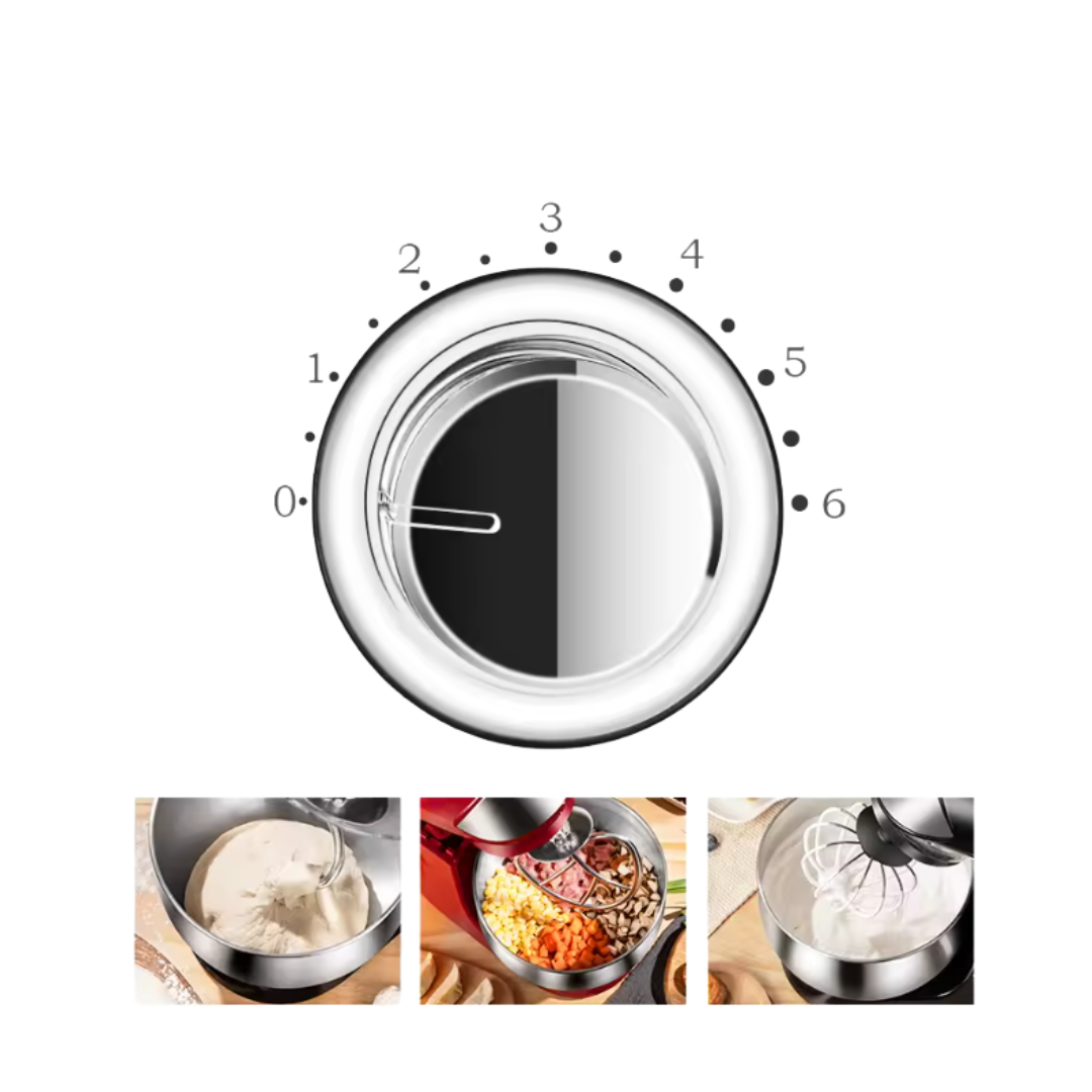 Batedeira de pedestal 700W com tigela de aço inoxidável de 3 litros
