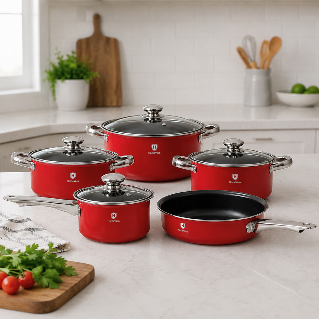 Conjunto de panelas HomeVero de 9 peças em aço carbono