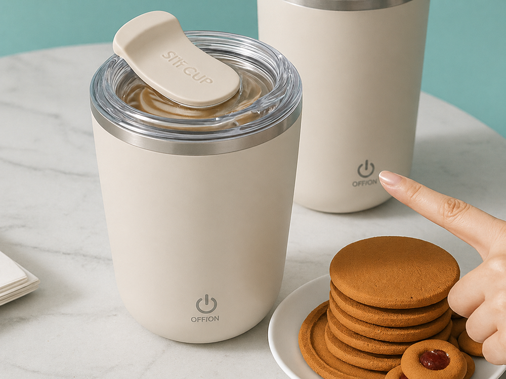 Garrafa Térmica 350 ml com Mistura Automática – Para Bebidas Quentes e Frias