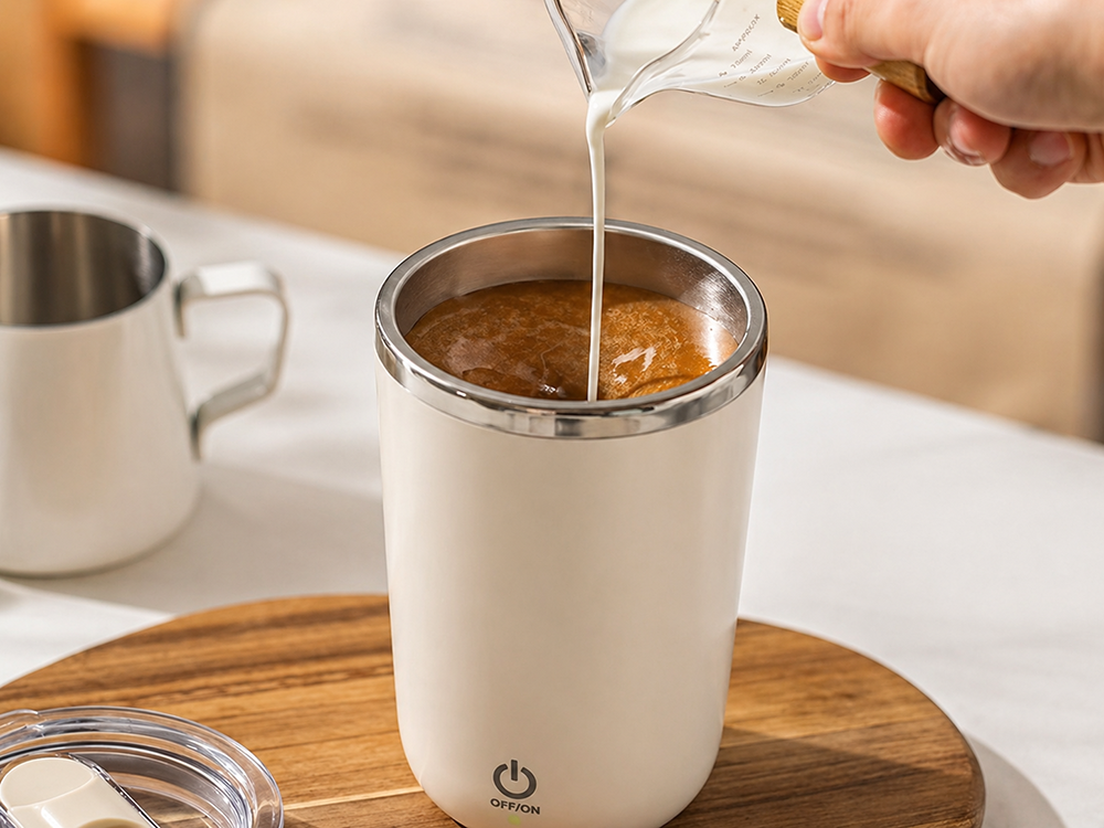 Garrafa Térmica 350 ml com Mistura Automática – Para Bebidas Quentes e Frias
