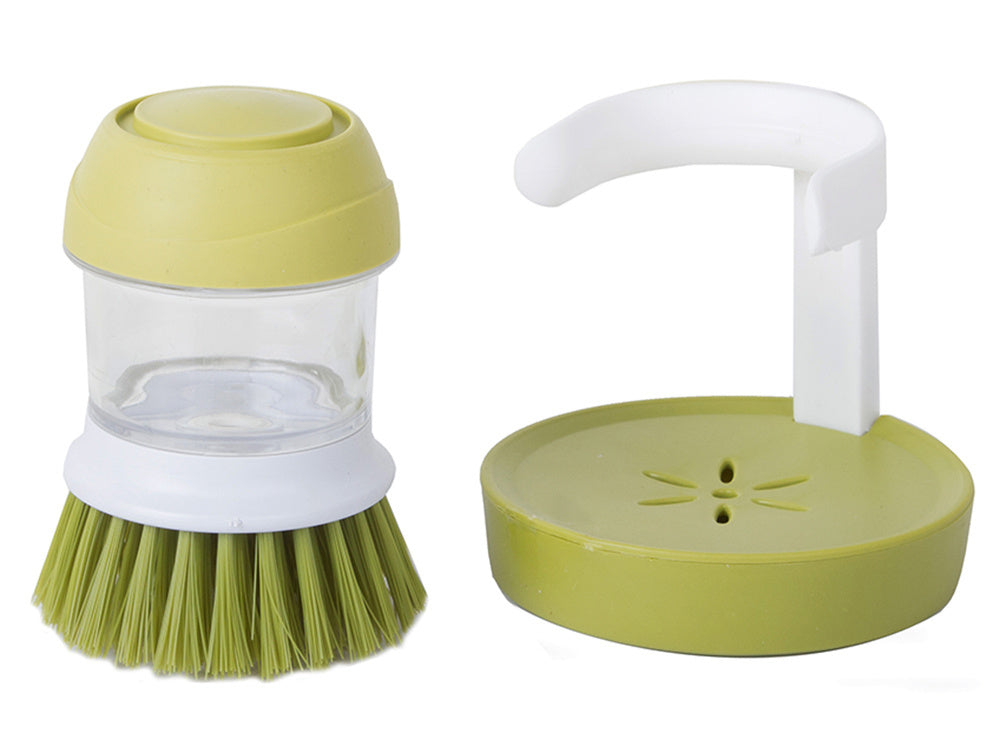 Escova de Cozinha com Dispensador de Detergente – Limpeza Fácil de Tachos e Panelas