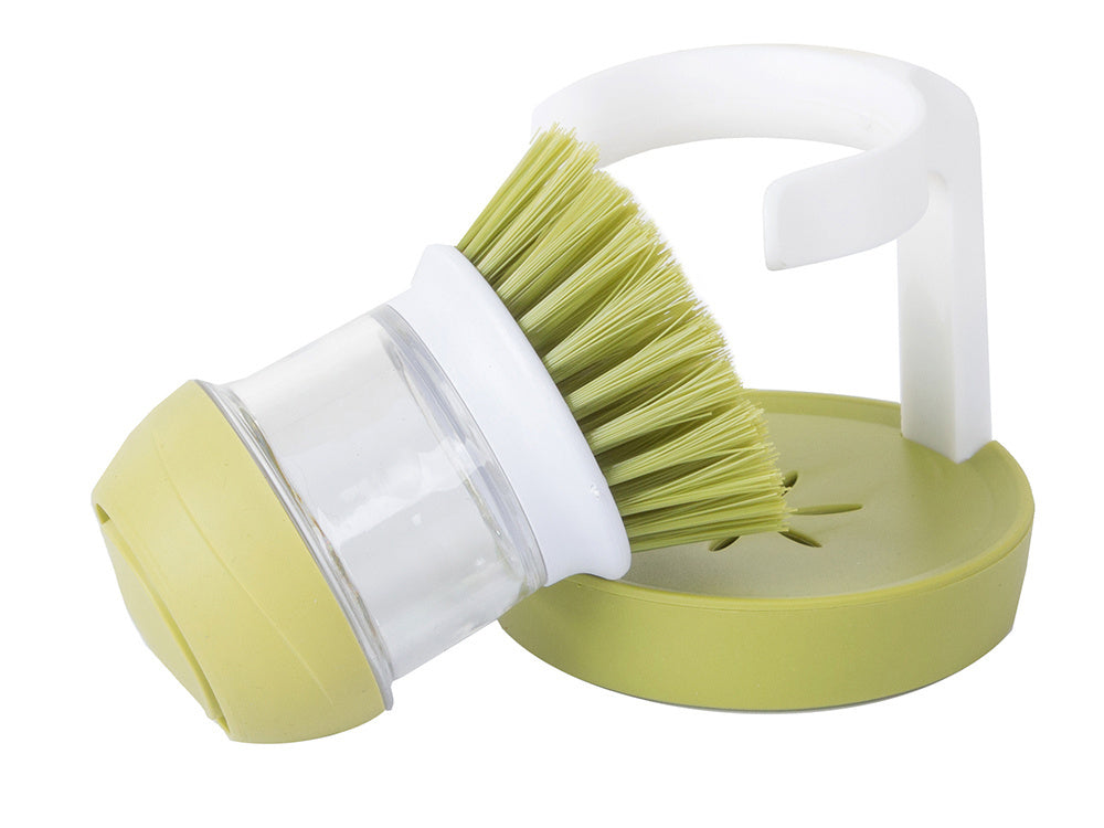 Escova de Cozinha com Dispensador de Detergente – Limpeza Fácil de Tachos e Panelas