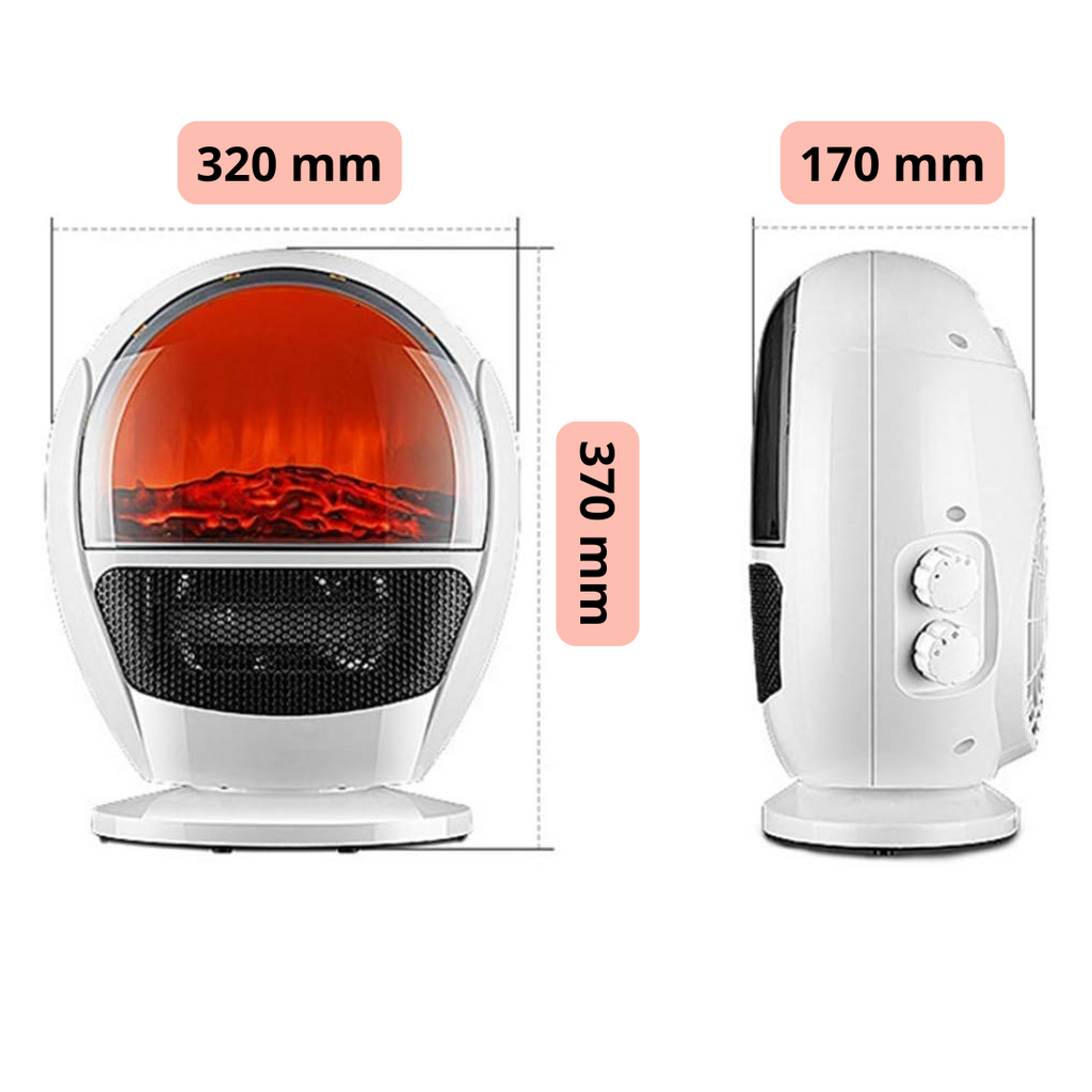 Aquecedor de cerâmica 2 em 1 com modo ventilador e efeito lareira