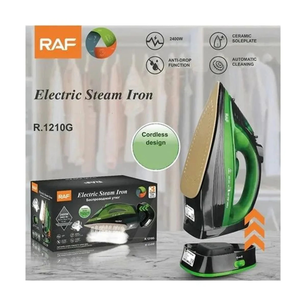 Ferro a vapor elétrico sem fio 2400W com base de cerâmica - Cores variadas