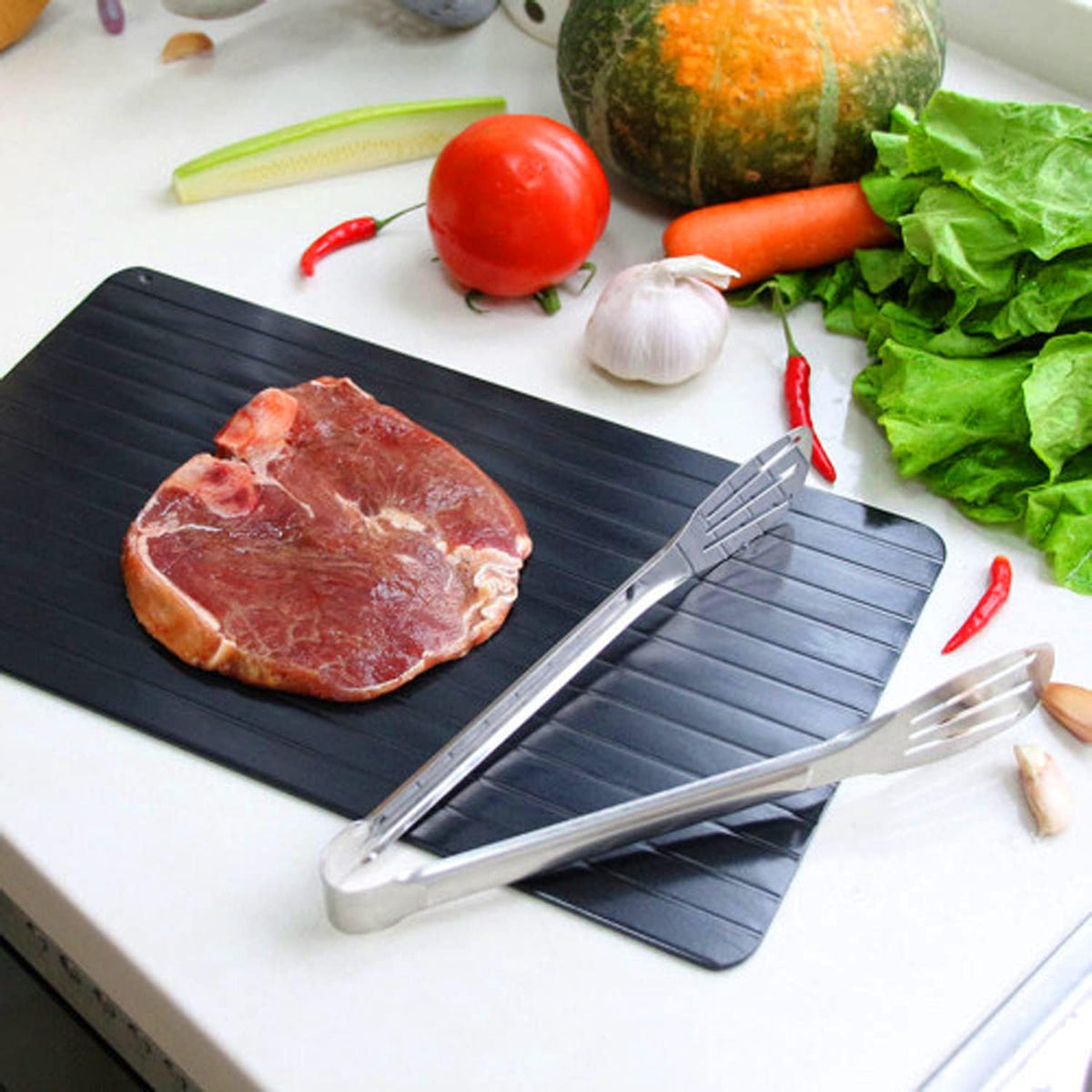 Bandeja de Descongelamento Rápido – Descongele Alimentos até 3 Vezes Mais Rápido Sem Eletricidade